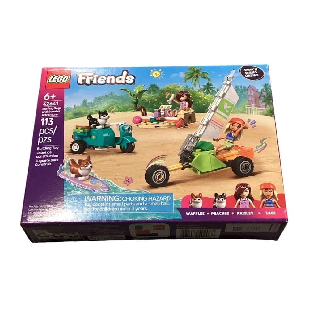 LEGO Friends Surfing Dogs and Scooter Adventure‎ 42641 Building Toy Set 113 Pcs